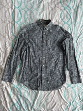 Club Monaco Navy Micro Floral Print Button-Down Shirt